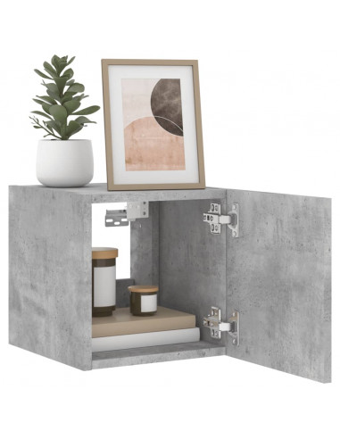 Mobile TV a Parete con Luci LED Grigio Cemento 30,5x35x30 cm