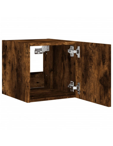 Mobile TV a Parete con Luci LED Rovere Fumo 30,5x35x30 cm