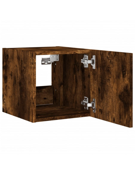 Mobile TV a Parete con Luci LED Rovere Fumo 30,5x35x30 cm