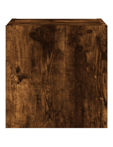 Mobile TV a Parete con Luci LED Rovere Fumo 30,5x35x30 cm