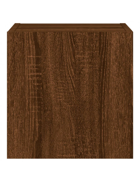 Mobile TV a Parete con Luci LED Rovere Marrone 30,5x35x30 cm