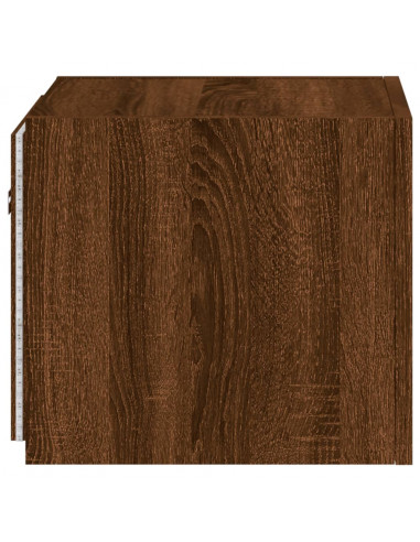 Mobile TV a Parete con Luci LED Rovere Marrone 30,5x35x30 cm