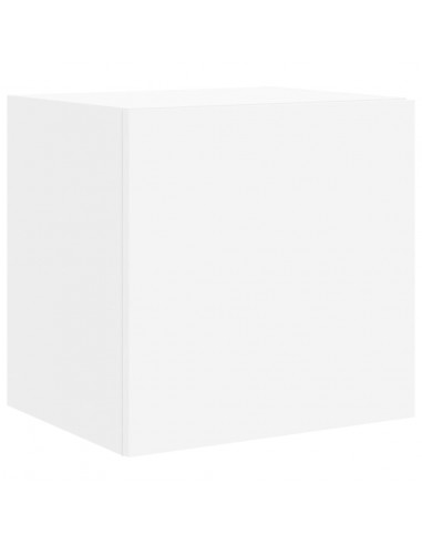 Mobili TV a Parete con Luci LED 2pz Bianchi 40,5x35x40 cm