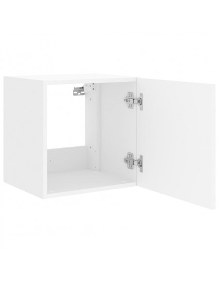 Mobili TV a Parete con Luci LED 2pz Bianchi 40,5x35x40 cm