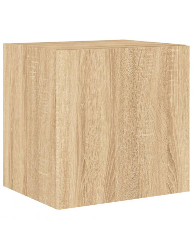 Mobili TV a Parete con Luci LED 2pz Rovere Sonoma 40,5x35x40 cm