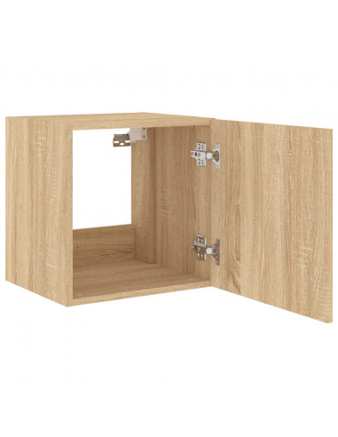 Mobili TV a Parete con Luci LED 2pz Rovere Sonoma 40,5x35x40 cm
