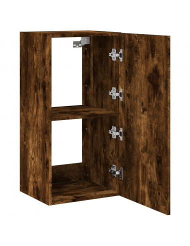 Mobile TV a Parete con Luci LED Rovere Fumo 40,5x35x80 cm