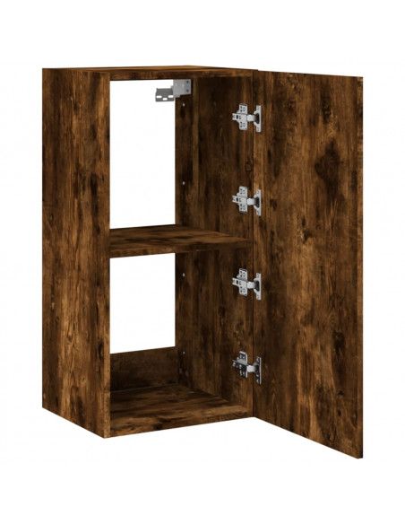 Mobile TV a Parete con Luci LED Rovere Fumo 40,5x35x80 cm