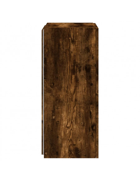 Mobile TV a Parete con Luci LED Rovere Fumo 40,5x35x80 cm