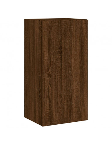 Mobile TV a Parete con Luci LED Rovere Marrone 40,5x35x80 cm