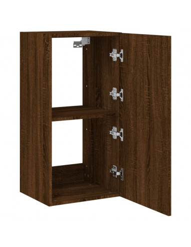 Mobile TV a Parete con Luci LED Rovere Marrone 40,5x35x80 cm