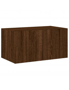 Mobile TV a Parete con Luci LED Rovere Marrone 60x35x31 cm 2