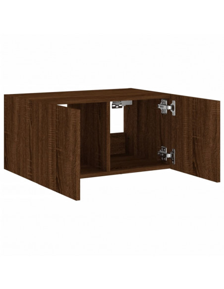 Mobile TV a Parete con Luci LED Rovere Marrone 60x35x31 cm