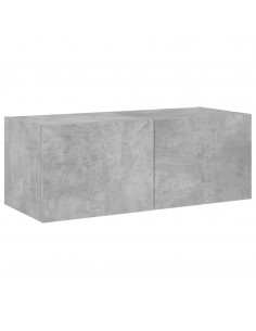 Mobile TV a Parete con Luci LED Grigio Cemento 80x35x31 cm 2