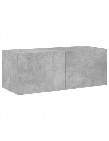 Mobile TV a Parete con Luci LED Grigio Cemento 80x35x31 cm