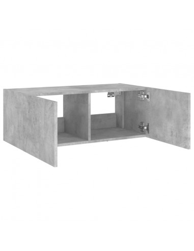 Mobile TV a Parete con Luci LED Grigio Cemento 80x35x31 cm