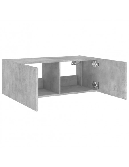 Mobile TV a Parete con Luci LED Grigio Cemento 80x35x31 cm