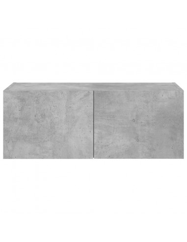 Mobile TV a Parete con Luci LED Grigio Cemento 80x35x31 cm