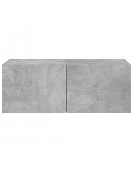 Mobile TV a Parete con Luci LED Grigio Cemento 80x35x31 cm
