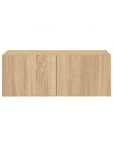 Mobile TV a Parete con Luci LED Rovere Sonoma 80x35x31 cm