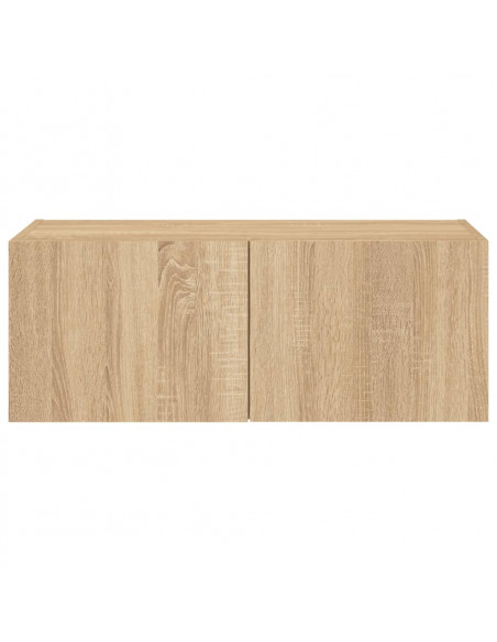 Mobile TV a Parete con Luci LED Rovere Sonoma 80x35x31 cm