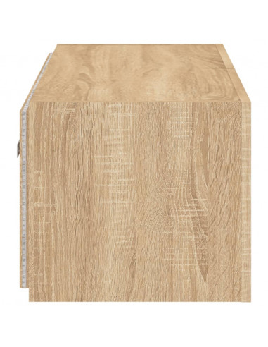 Mobile TV a Parete con Luci LED Rovere Sonoma 80x35x31 cm