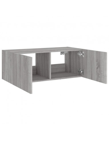 Mobile TV a Parete con Luci LED Grigio Sonoma 80x35x31 cm