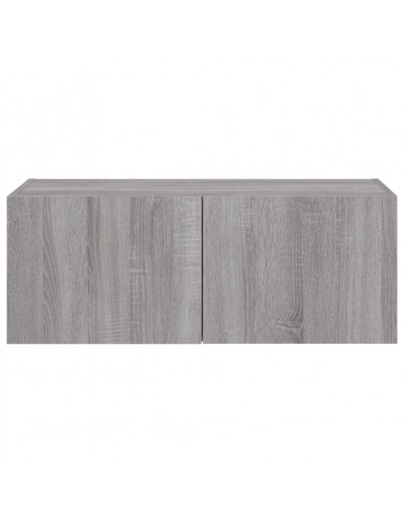 Mobile TV a Parete con Luci LED Grigio Sonoma 80x35x31 cm