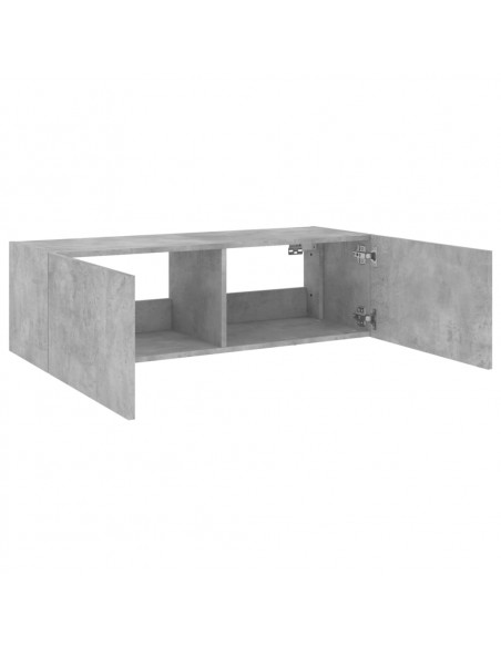 Mobile TV a Parete con Luci LED Grigio Cemento 100x35x31 cm