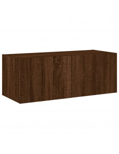 Mobile TV a Parete con Luci LED Rovere Marrone 80x35x31 cm 2
