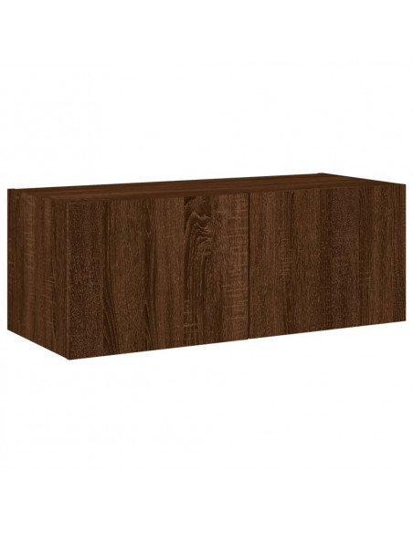 Mobile TV a Parete con Luci LED Rovere Marrone 80x35x31 cm
