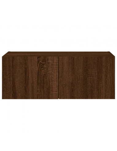 Mobile TV a Parete con Luci LED Rovere Marrone 80x35x31 cm