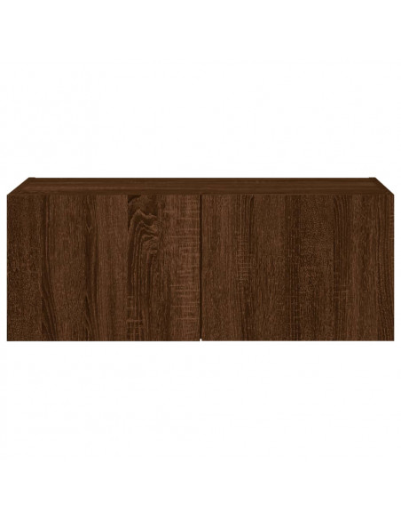 Mobile TV a Parete con Luci LED Rovere Marrone 80x35x31 cm
