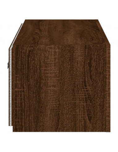 Mobile TV a Parete con Luci LED Rovere Marrone 80x35x31 cm