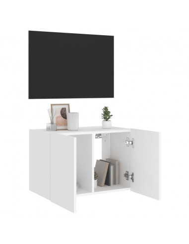 Mobile TV a Parete con Luci LED Bianco 60x35x41 cm