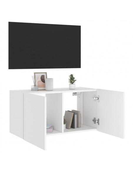 Mobile TV a Parete con Luci LED Bianco 80x35x41 cm