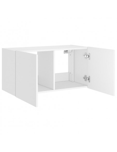 Mobile TV a Parete con Luci LED Bianco 80x35x41 cm
