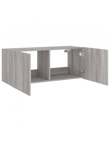 Mobile TV a Parete con Luci LED Grigio Sonoma 100x35x41 cm