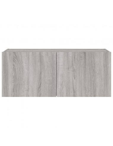 Mobile TV a Parete con Luci LED Grigio Sonoma 100x35x41 cm