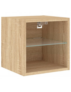 Mobili TV a Muro con LED 7pz Rovere Sonoma Legno Multistrato 2
