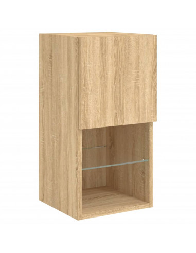 Mobili TV a Muro con LED 6pz Rovere Sonoma Legno Multistrato
