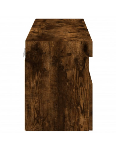 Mobile TV a Parete con Luci LED Rovere Fumo 100x30x40 cm