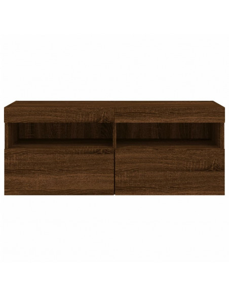 Mobile TV a Parete con Luci LED Rovere Marrone 100x30x40 cm