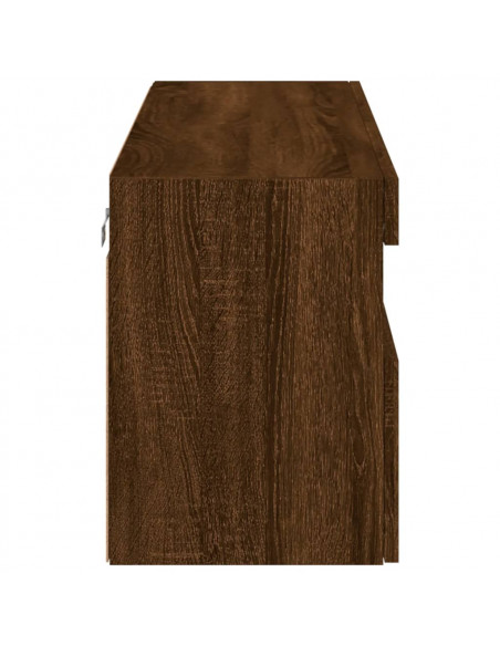 Mobile TV a Parete con Luci LED Rovere Marrone 100x30x40 cm
