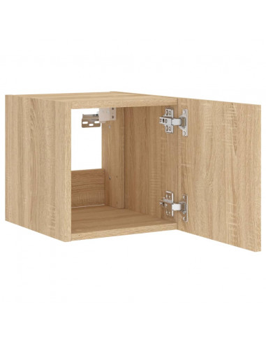 Mobile TV a Parete con Luci LED Rovere Sonoma 30,5x35x80 cm