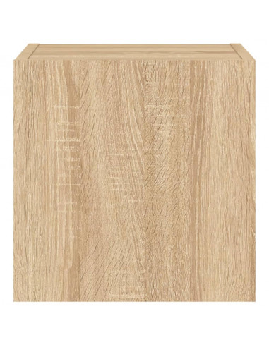 Mobile TV a Parete con Luci LED Rovere Sonoma 30,5x35x80 cm