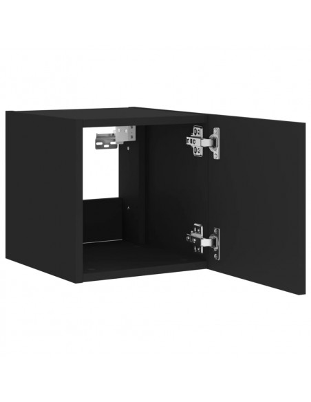 Mobile TV a Parete con Luci LED Nero 30,5x35x30 cm