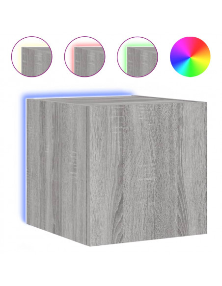 Mobili TV a Parete con Luci LED 2pz Grigio Sonoma 30,5x35x30 cm