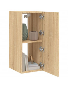 Mobile TV a Parete con Luci LED Rovere Sonoma 30,5x35x70 cm 2