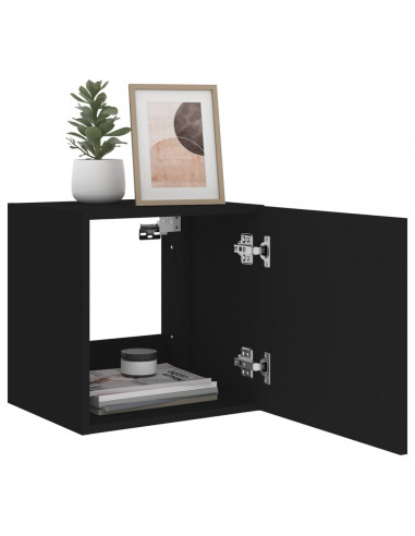 Mobile TV a Parete con Luci LED Nero 40,5x35x40 cm